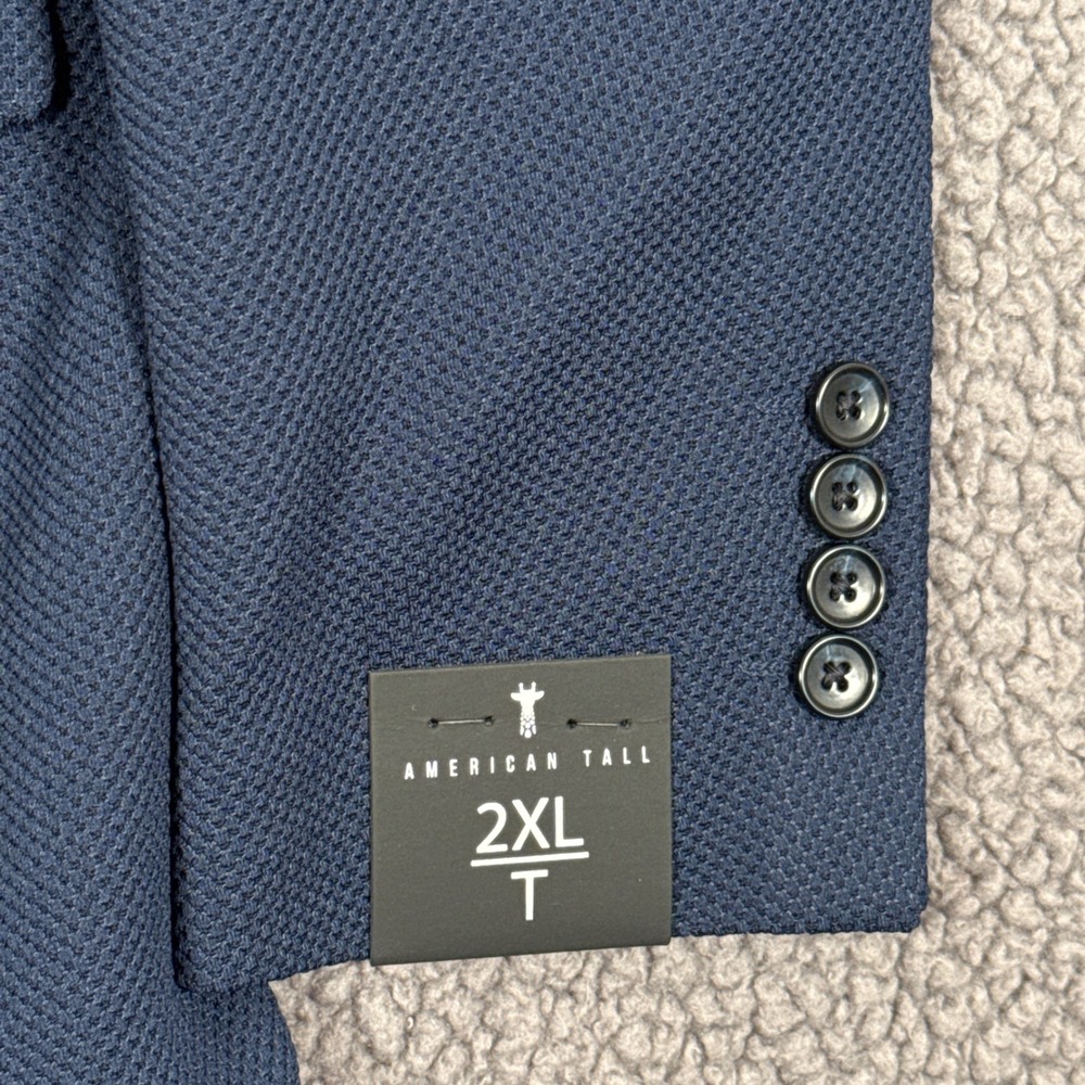 American Tall Blazer Mens 2XLT Everyday Performance Navy Blue Knit Lightweight - Picture 3 of 12